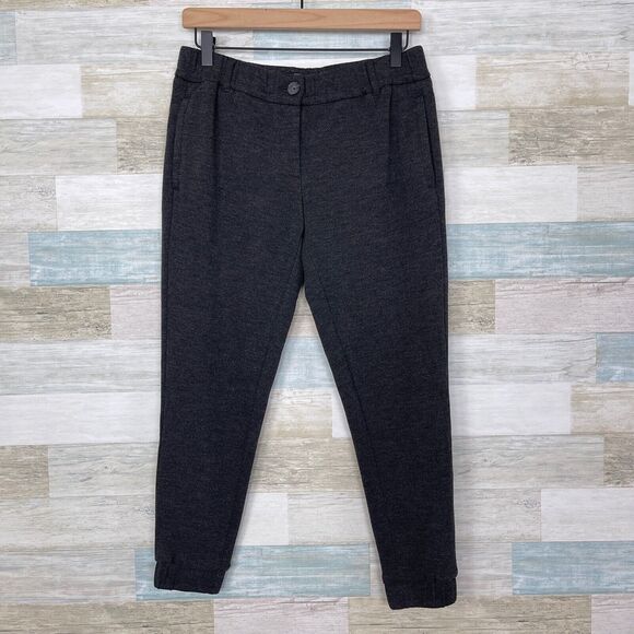 LOFT Melange Knit Ankle Joggers Gray Mid Rise Stretch Casual Womens 2P 2 Petite - Picture 1 of 8